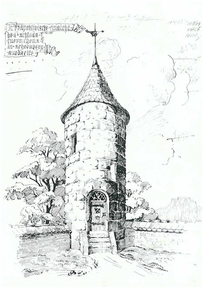 Federzeichnung des Hungerturmes