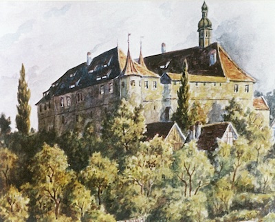 Zeichnung des Schönberger Schlosses